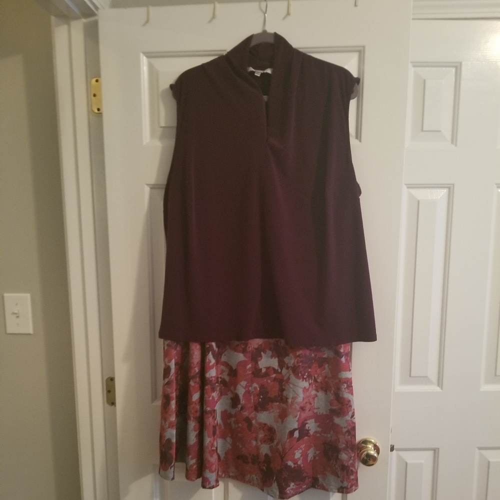 Outfit - Sleeveless Blouse and Lularoe 2x Maxi